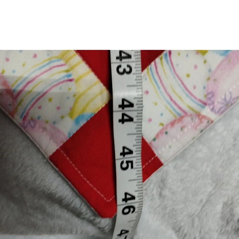 Handmade Easter Table Runner Quilted Patchwork Pink Red Egg‎ Print 46 inches